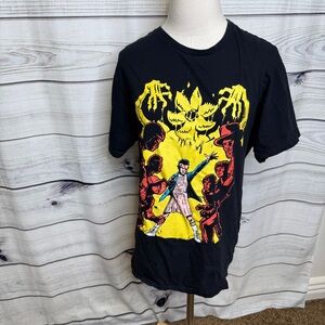 Stranger Things Black T-Shirt with Yellow and Red Design